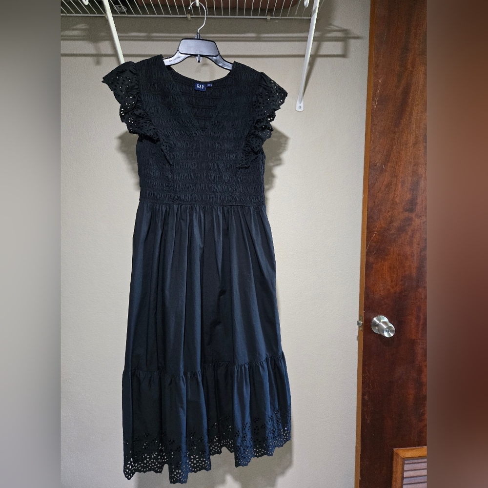Gap Elegant Black Eyelet Dress